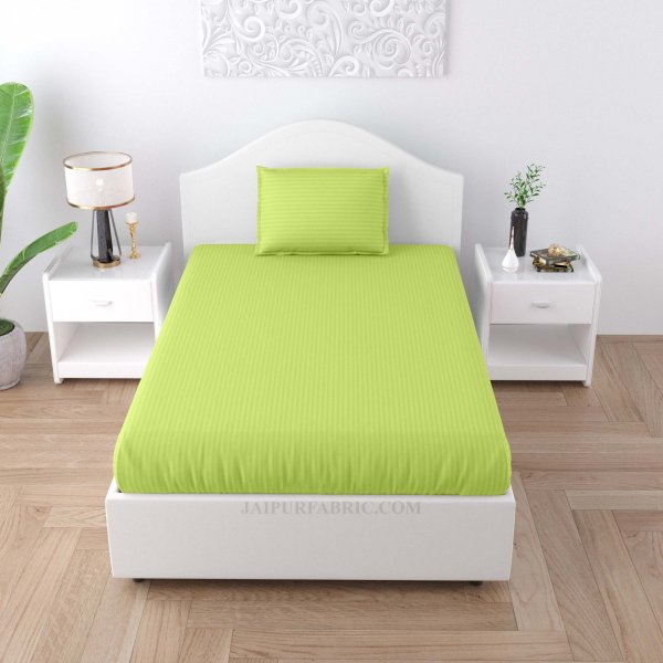 Lime Green Satin Stripes Single BedSheet