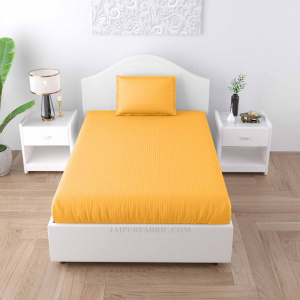 Mango Yellow Satin Stripes Single BedSheet