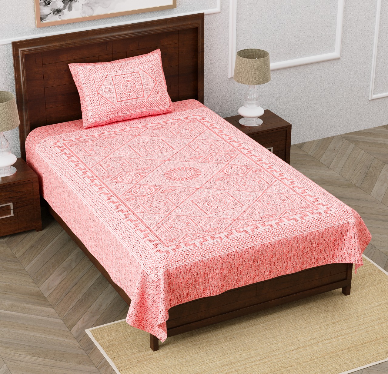 Pearl Array Peach Single Bedsheet