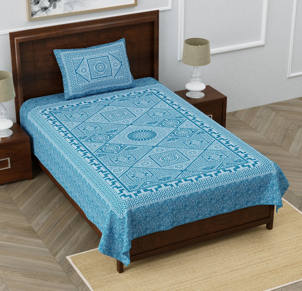 Pearl Array Blue Single Bedsheet