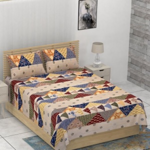 Barmeri Pastel Twill Cotton Single Bedsheet With Two Pillow Cover