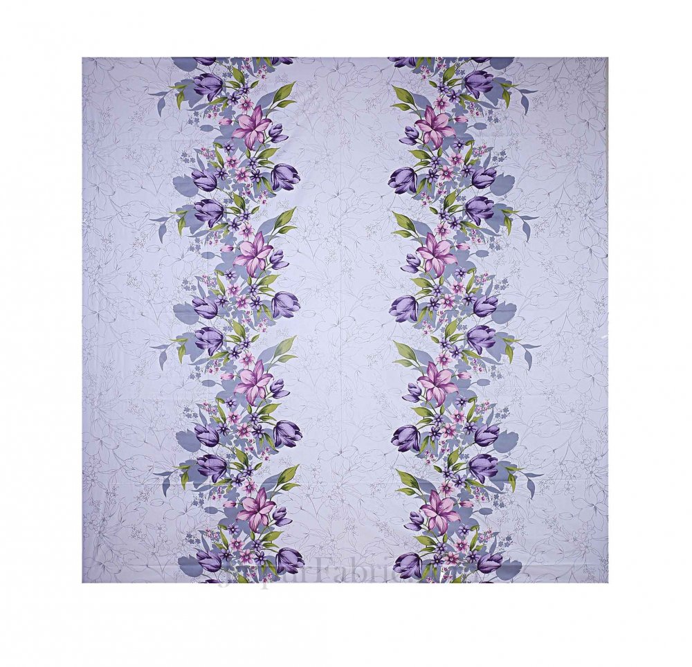 Single Bedsheet Twill Cotton Lilac Purple Floral Motif Print