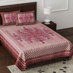 Marbella Pink Pure Cotton Single Bedsheet with 2 Pillow Covers