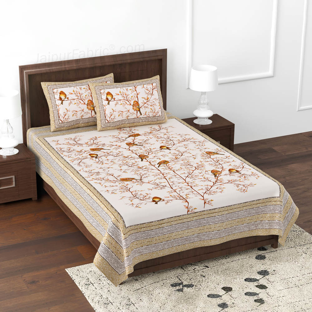 The Natural World Brown Single Cotton Bedsheet