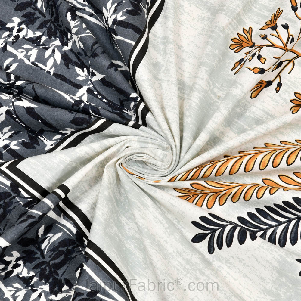 Beautiful Branch Grey Single Cotton Bedsheet