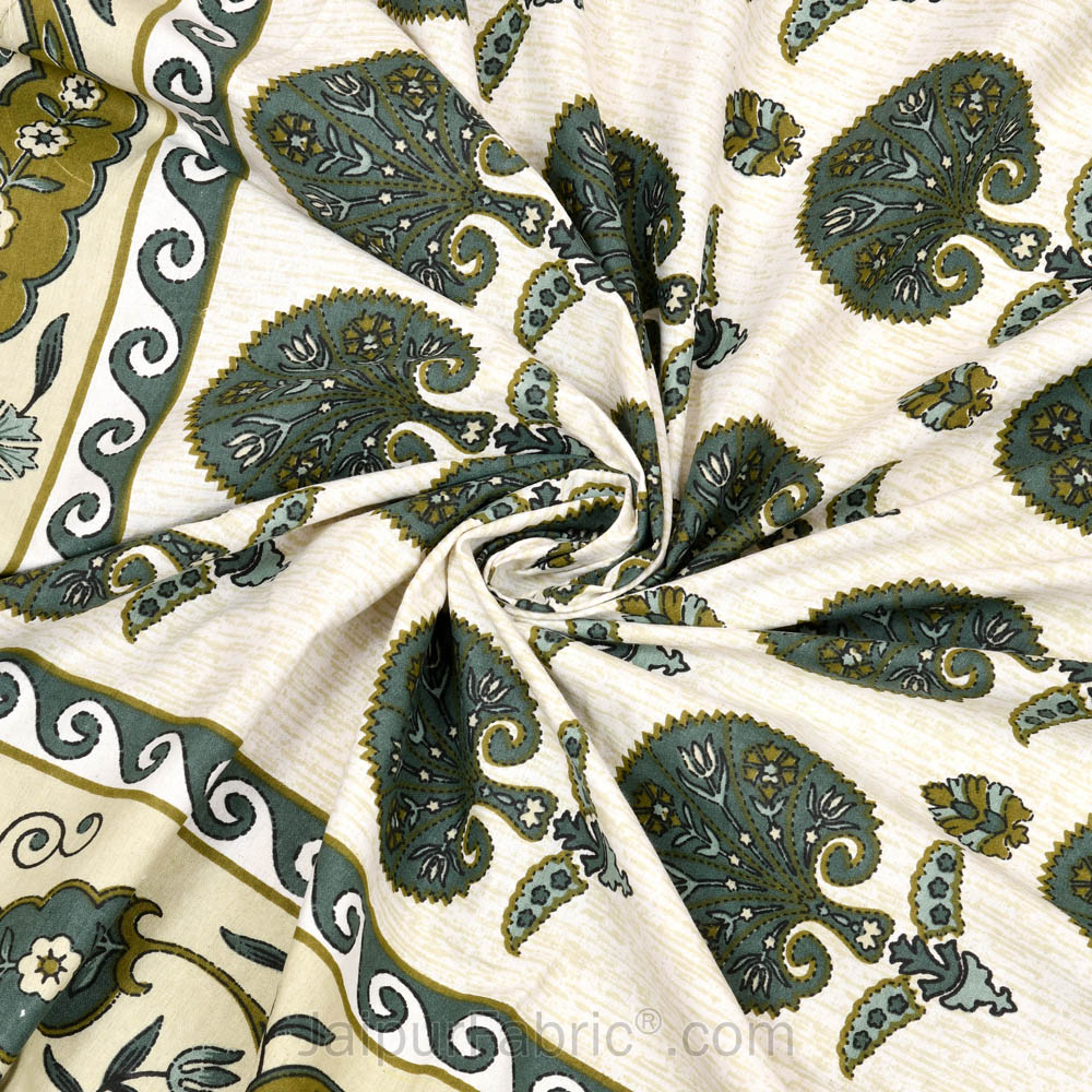 LeafLand Green Single Cotton Bedsheet