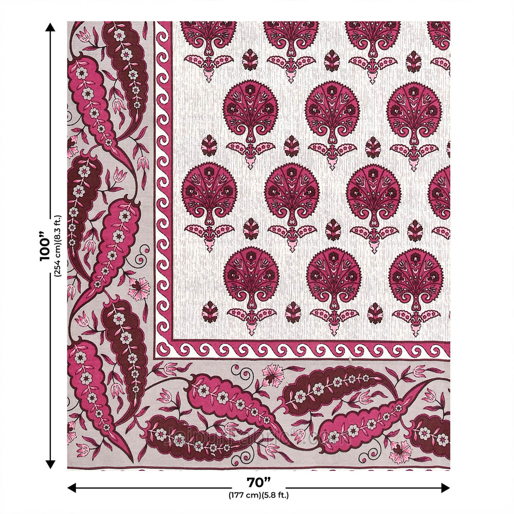 LeafLand Pink Single Cotton Bedsheet