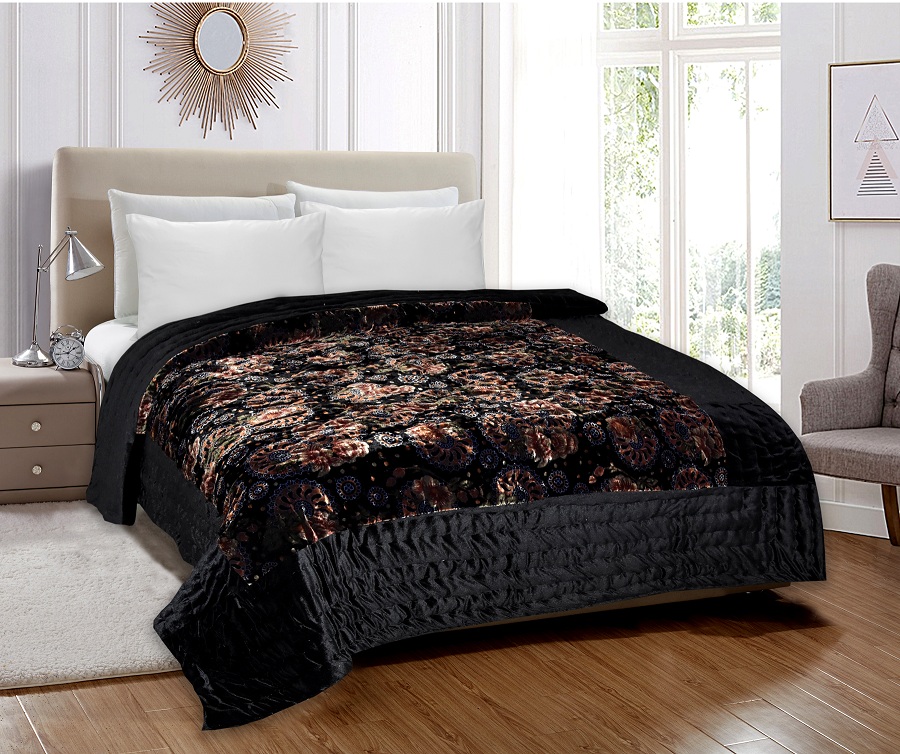 Velvet Cloth Double Bed Quilt Jaipuri Razai Dark Brown Shaneel Rajai by Jaipur Fabric
