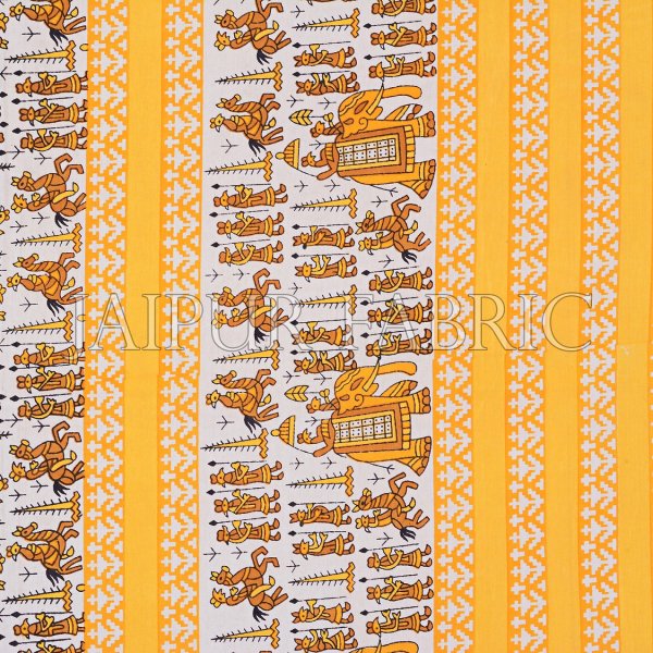 Pastel Brown Rajasthani Wedding Printed Cotton Double Bed Sheet