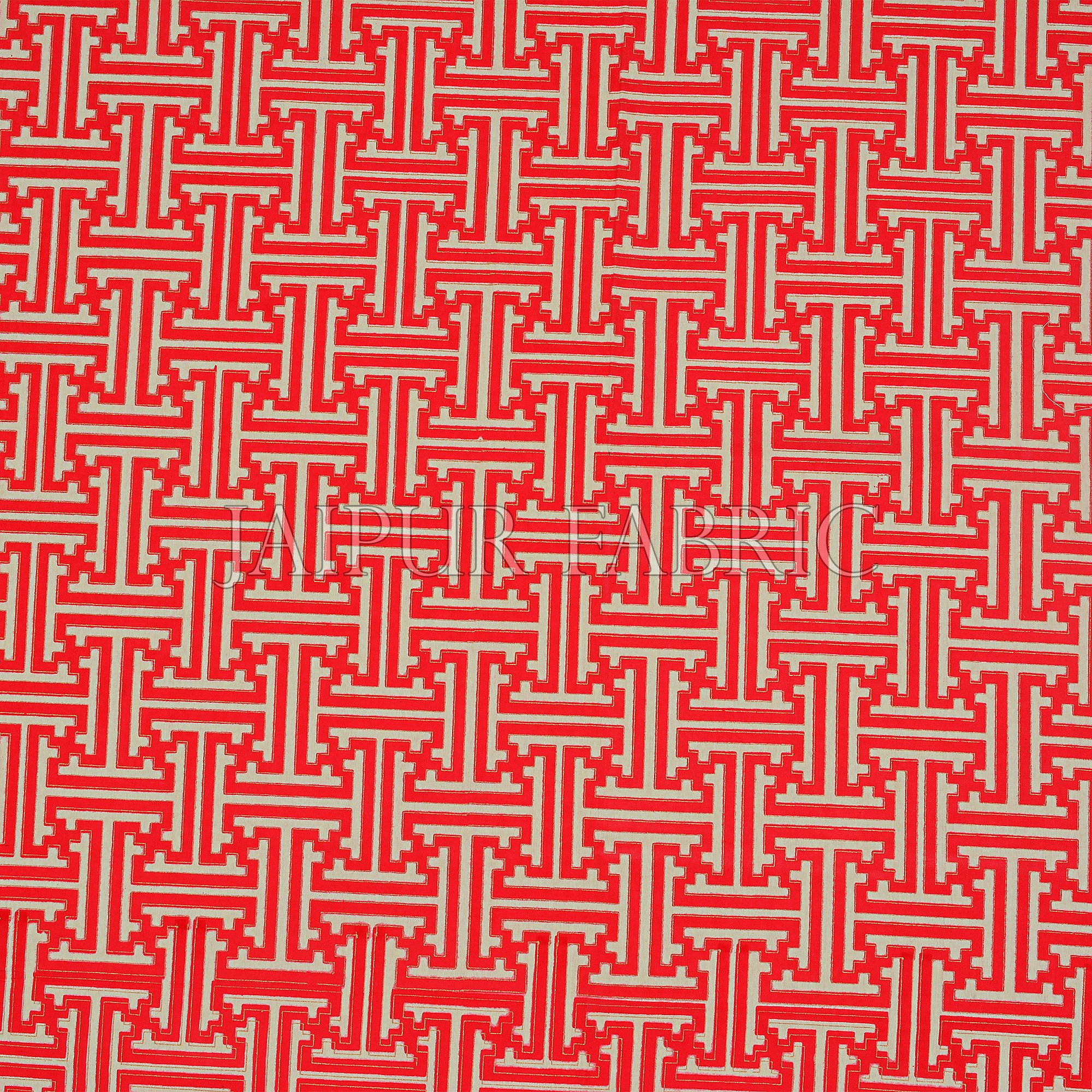Redish Orange Border Cream Base Zig Zag Pattern With Golden Lining  Super Fine Cotton Double Bedsheet