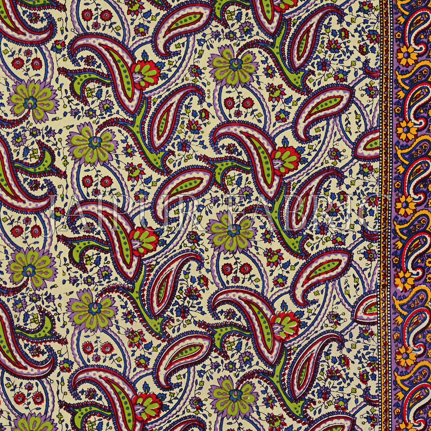 Yellow Rajasthani Jaipuri Printed Cotton Double Bed Sheet