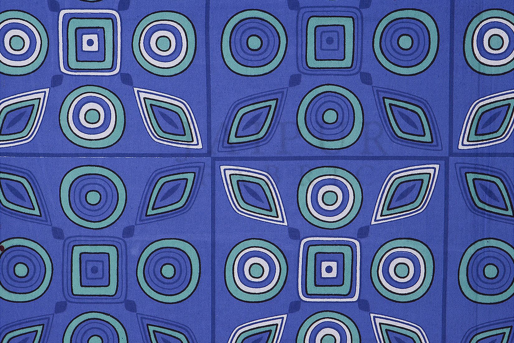 Blue Geometric Printed Cotton Double Bed Sheet