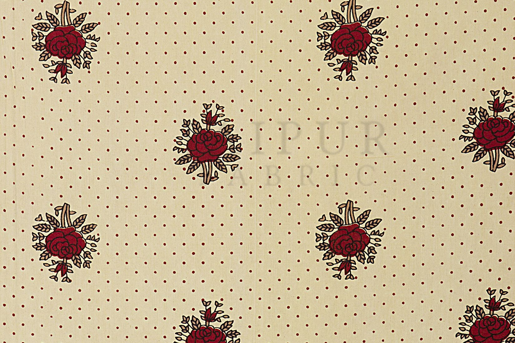 Dotted Yellow Base Red Lotus Flower Print Cotton Double Bed Sheet