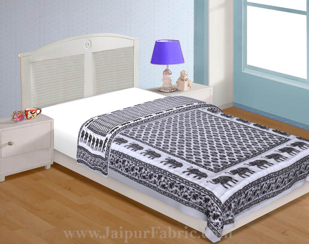 Jaipuri Quilt Leafy Print 200Gsm Fine Cotton Single Bed Rajai