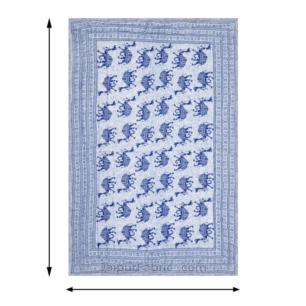 Jaipuri Quilt Blue Camel Print 200Gsm Fine Cotton Single Bed Rajai