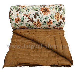 Jaipur Rajai Mughal Print Fine Cotton Single Bed Quilt