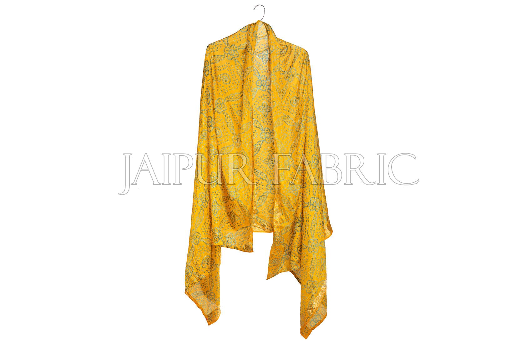 Yellow Color Rajasthani Bandhej Print Silk Scarf