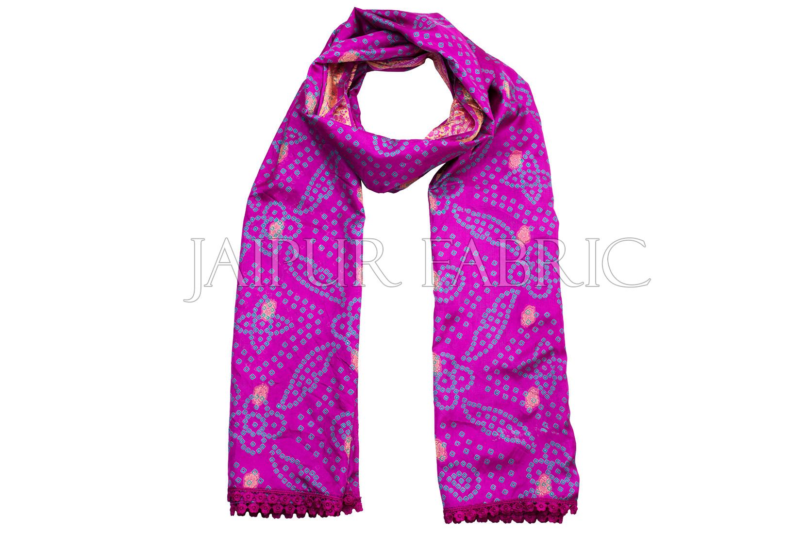 Magenta Color Rajasthani Bandhej Print Silk Scarf
