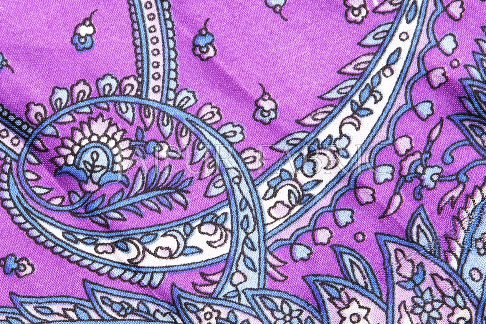 Purple Color Jaipuri Keri Print Silk Scarf