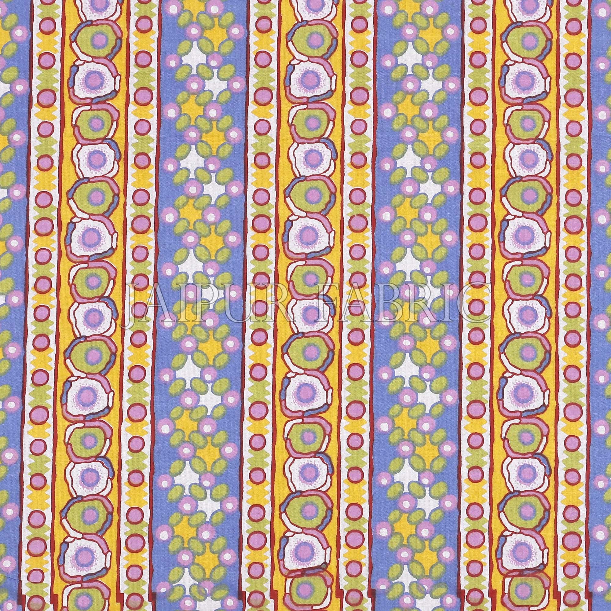 Yellow Border Multi Color Patchrs Screen Print Cotton Double Bed Sheet