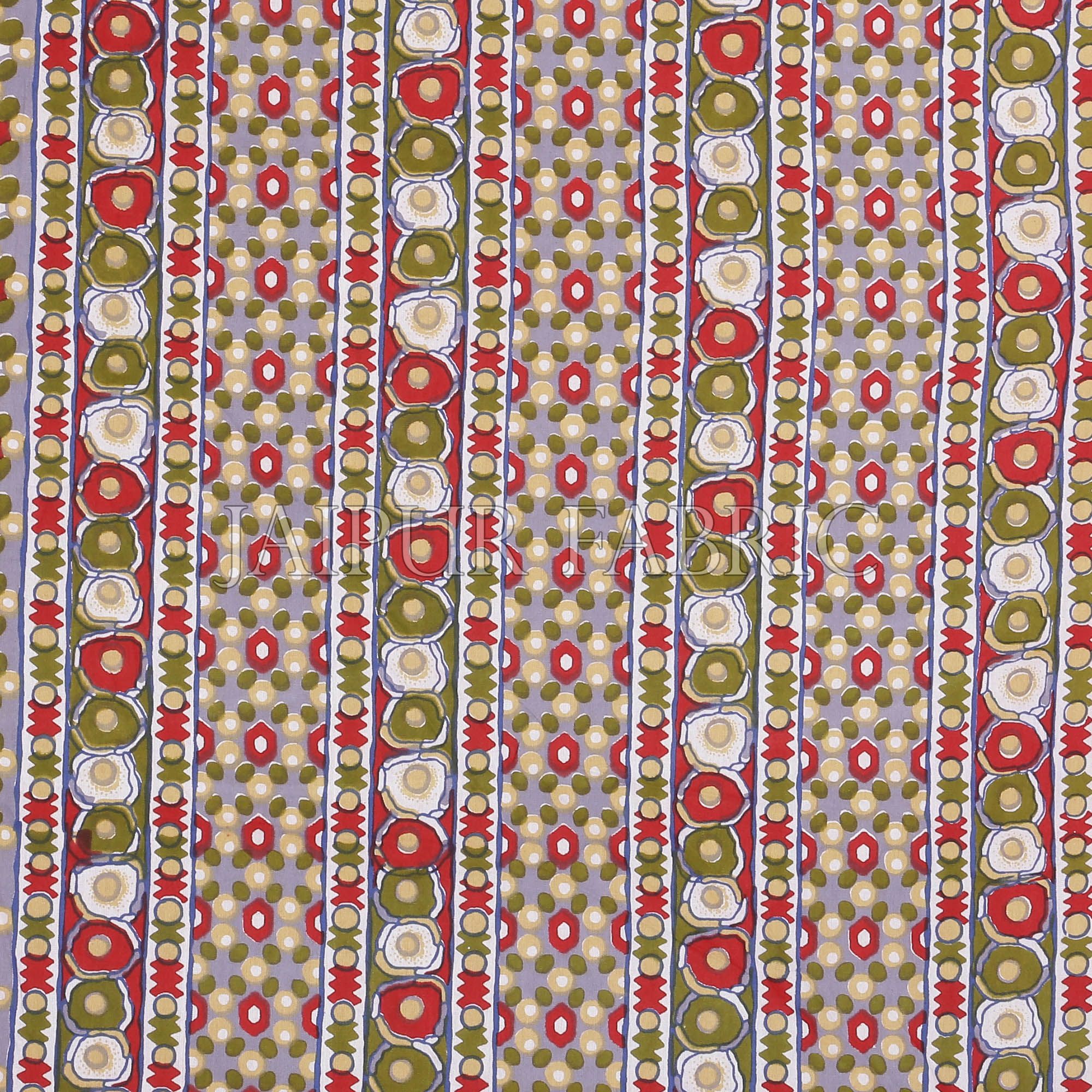 Red Border Multi Color Patchrs Screen Print Cotton Double Bed Sheet