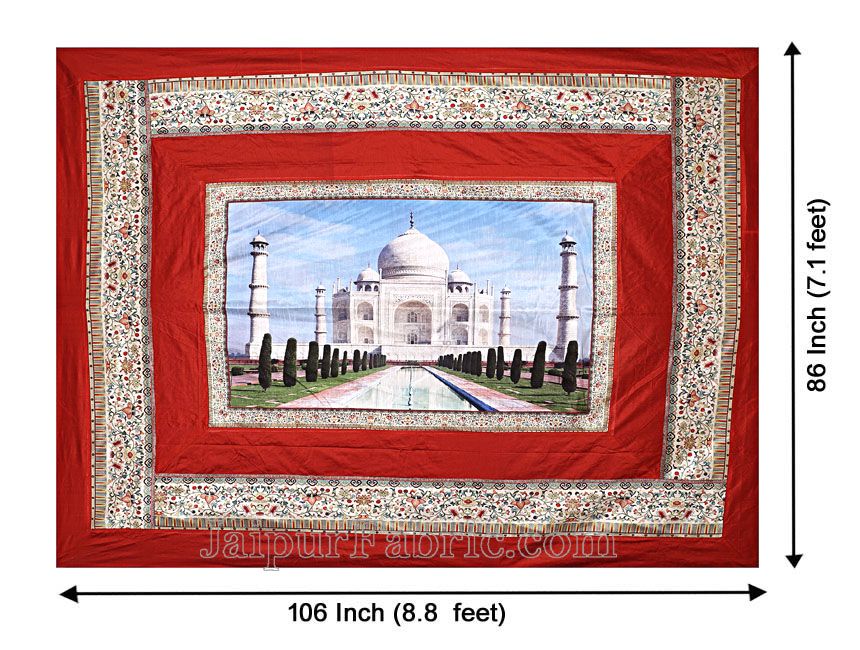 Digital Print Silk Bedsheet Taj Mahal
