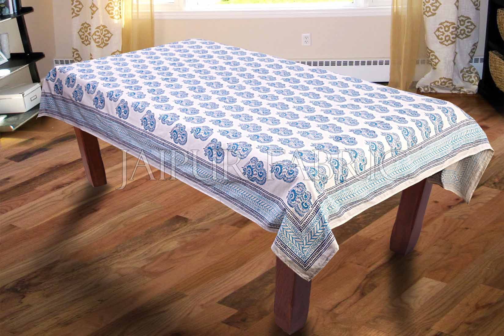 Blue Block Printed Table Cover