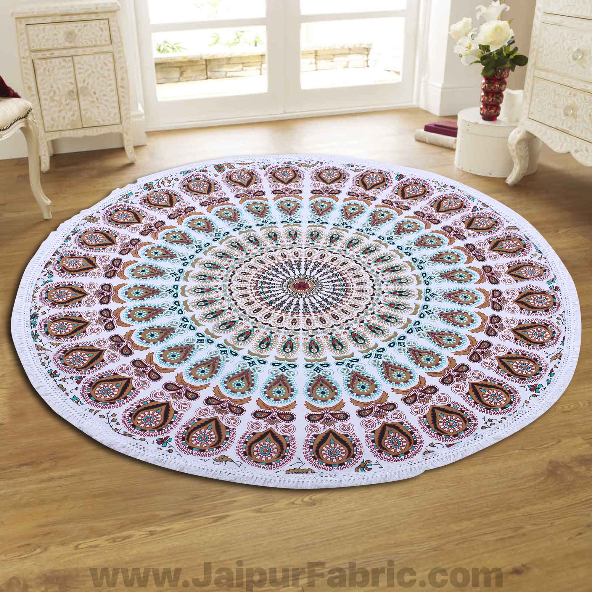 Red  Mandala Printed Wall Hanging Round Roundies Beach Throw Cotton Yoga Mat Table Cloths Table Cover Picnic Mat Tapestry Picnic Blanket Mat 72
