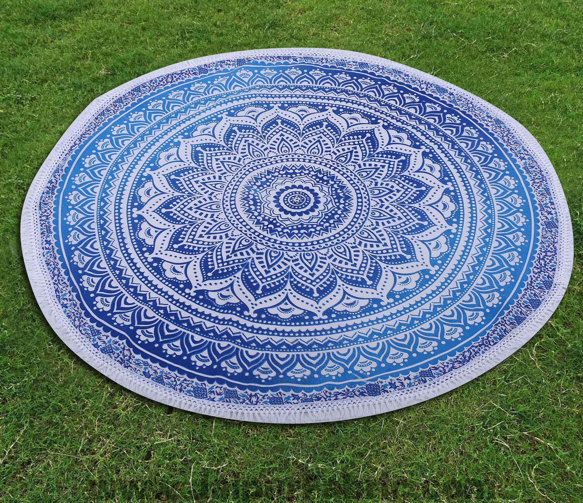 Pink Ombre Mandala Printed Wall Hanging Round Roundies Beach Throw Cotton Yoga Mat Table Cloths Table Cover Picnic Mat Tapestry Picnic Blanket Mat 72