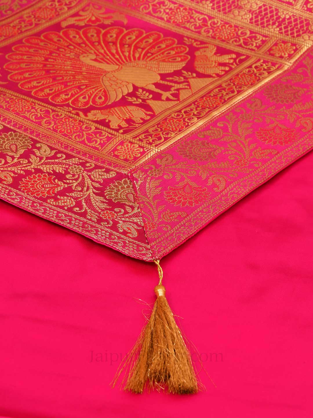 Imperial Peacock Pink Silk Table Runner
