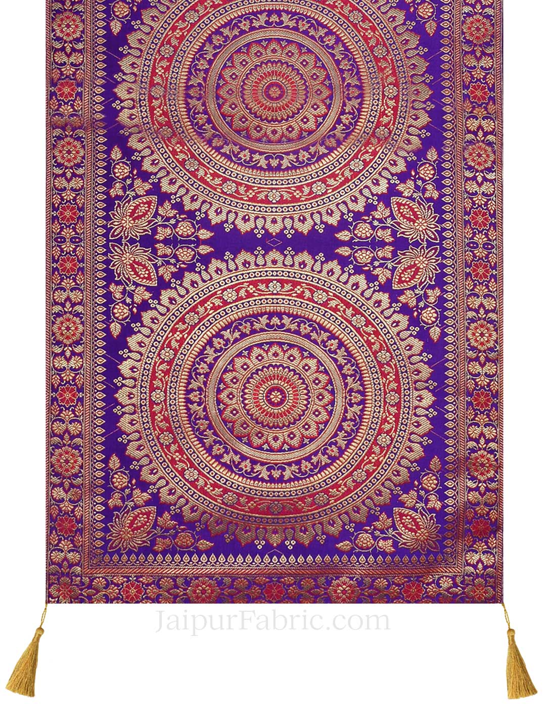 Rich Rangoli Pattern Purple Silk Table Runner