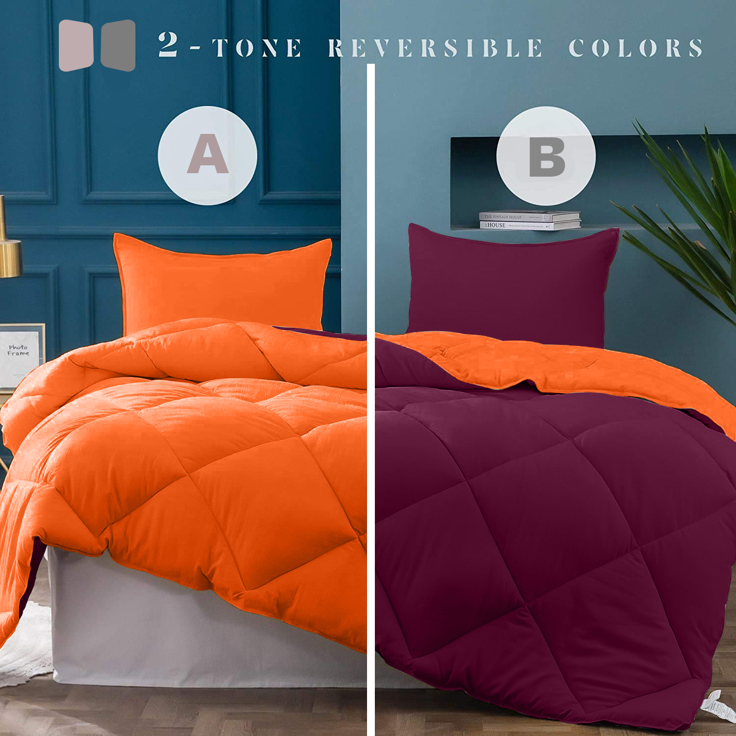 Orange Maroon Double Bed Comforter