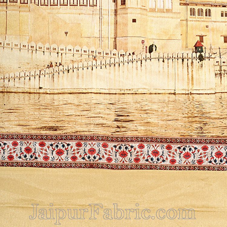 Digital Print Silk Bedsheet Udaipur Fort