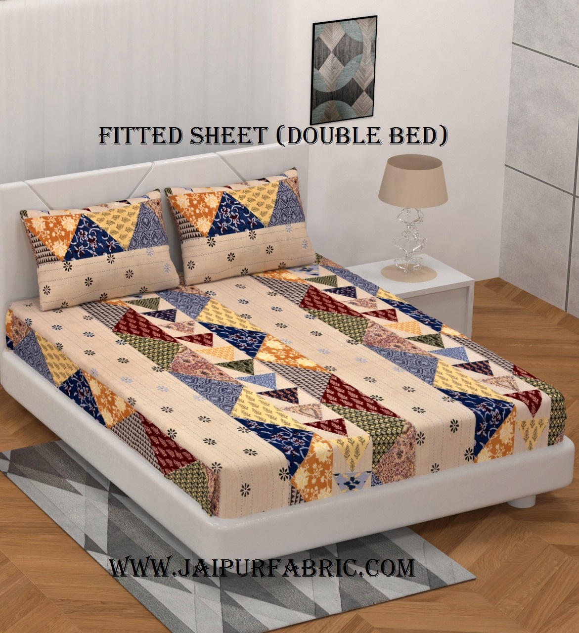 Fitted Double Bedsheet  With Pillow Cover