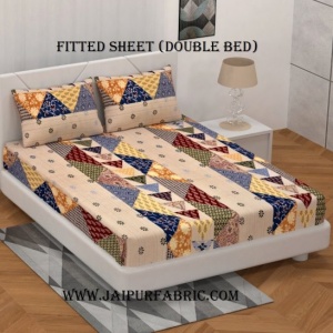 Fitted Double Bedsheet  With Pillow Cover