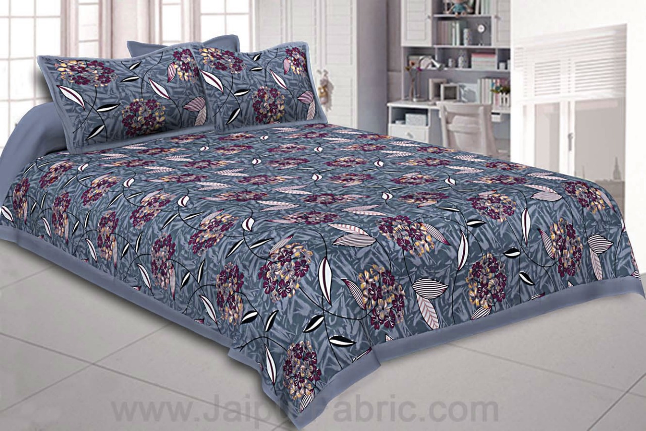 Violet Flowery Double Bedsheet