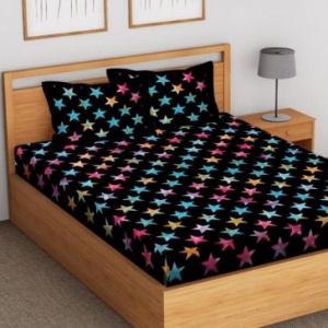 Happy Stars Tie Dye Bedsheet with 2 Pillow Covers cum Tapestry