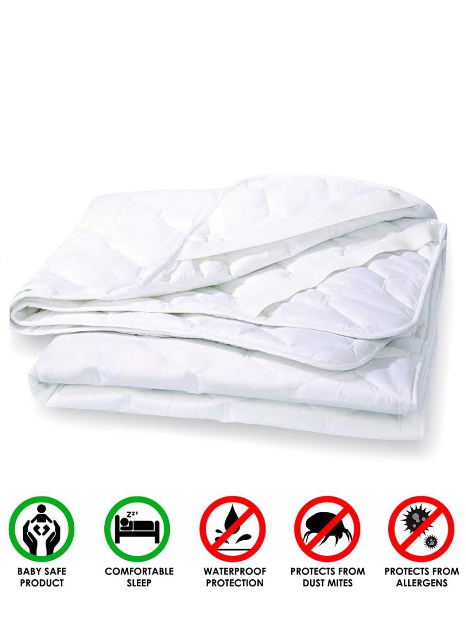 White 100% Cotton Water Resistant Microfiber Mattress Protector