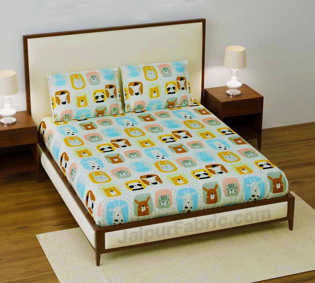 Cutest Kids Fitted BedSheet Supersoft Single Bed Size with 1 Pillow Cover