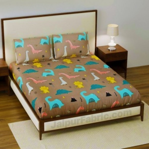 Dino Kids Fitted BedSheet Supersoft Single Bed Size with 1 Pillow Cover